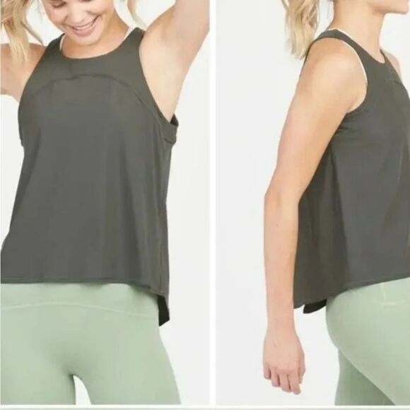 Spanx Go Lightly Green Ribbed Athletic Tank Top Small - Picture 8 of 8